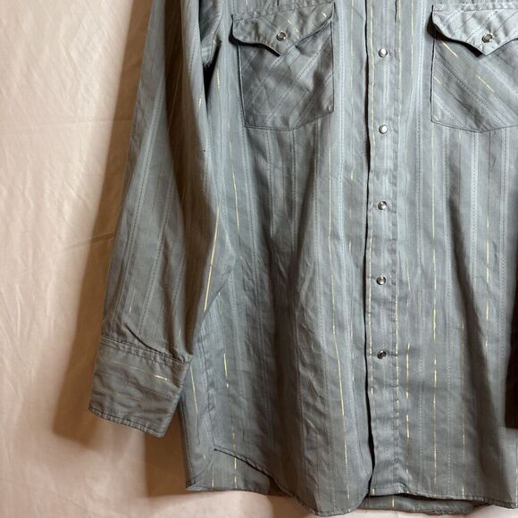 Ranch and Town by Panhandle Slim Western Shirt Stripe Pearl Snap Size 16 1/2 34 - Picture 3 of 12